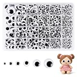 Lurkapes 1280 Pièces Yeux Autocollants, Yeux Mobiles Autocollants Tailles Assorties 6mm à 20mm, Yeux pour Scrapbooking, Poupées, Cartes et Projets Créatifs DIY
