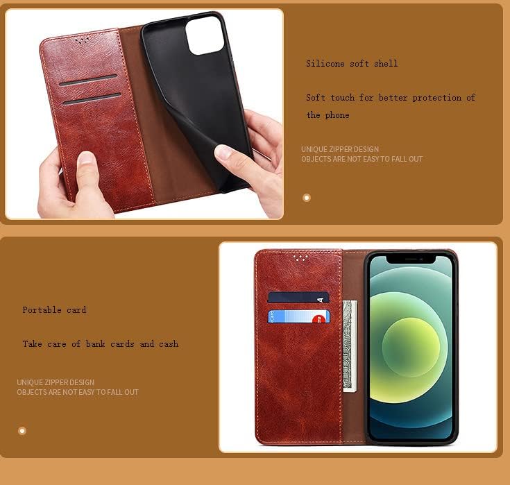 Miniatura 5 de Suitable for xiaomi Poco X3 NFCX3 Pro Flip Phone Case Oil Wax Crazy Horse Pattern Magnetic Absorbent Phone Case Black