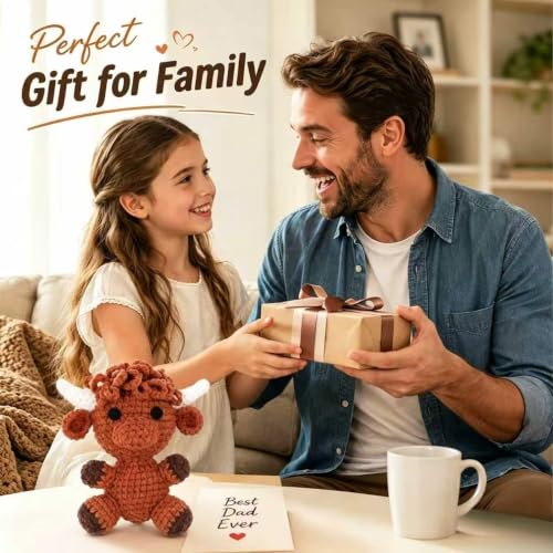 Image of HOUSE CREATIVITY Crochet Kit for Beginners, Make a Highland Cow, Amigurumi Starter Kit with Step-by-Step Video Tutorial, Yarn, Hook & Stuffing, Stress Relief DIY Craft Gift for Adults