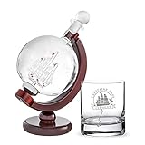 Dimensions : (carafe) avec support environ 21 (h) x 16 (l) cm, seule environ 16(h) x 11 (d) cm, volume 650 ml ; (verre) volume environ 320 ml