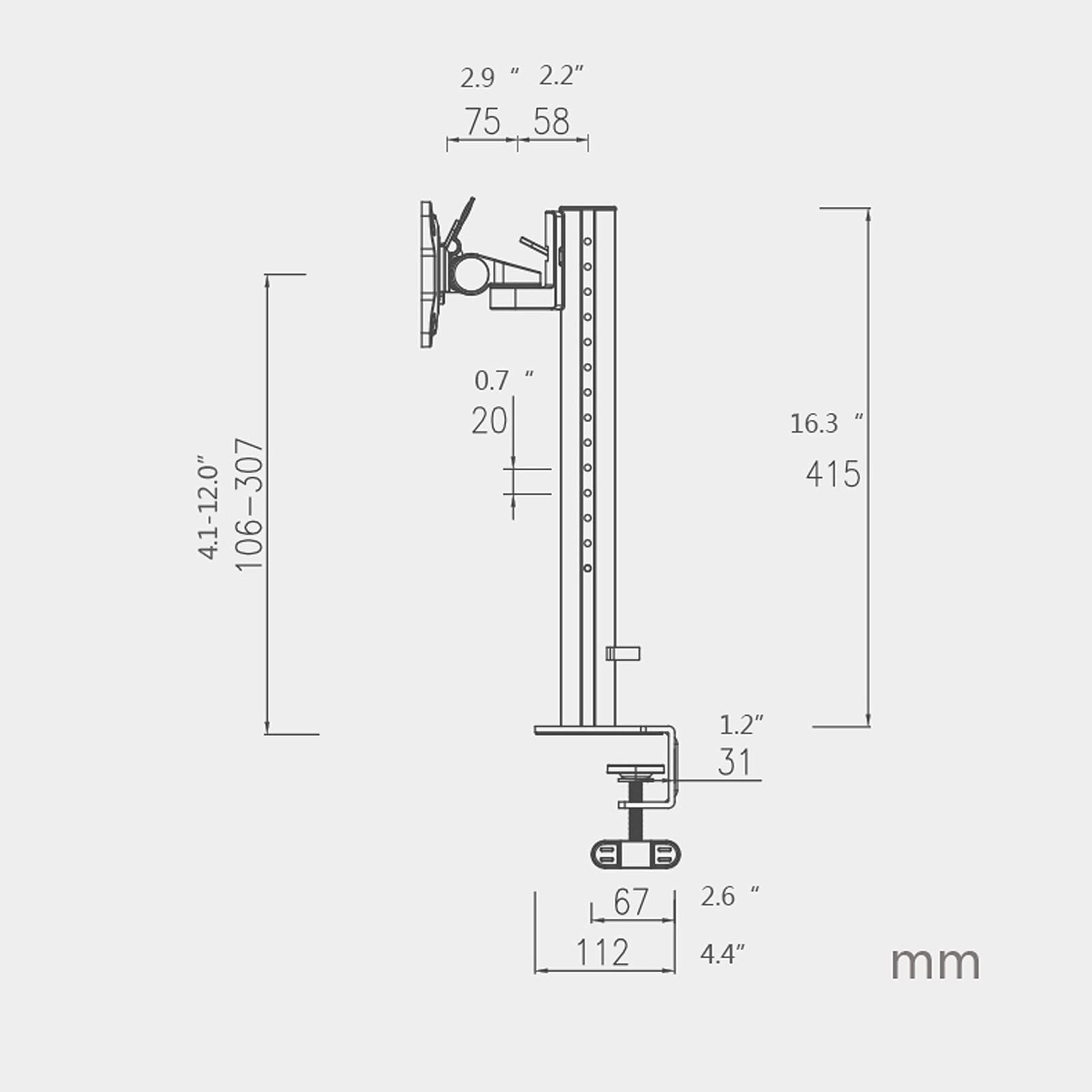 Brazo de monitor de gas de 17" a 32" de aleación de aluminio, soporte de monitor individual, columna ajustable, soporte de escritorio para monitor, soporte de monitor con kit de ojal de abrazadera, so