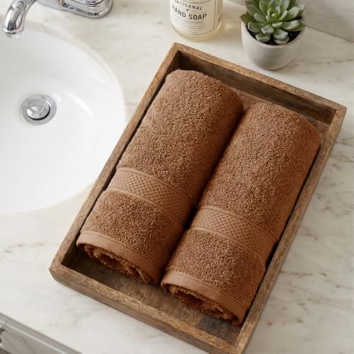 Image of MYTRIDENT Hand Towel | Urban Comfort | Quick Drying | Travel Friendly | for Men /Women | 2 Pc Hand Towel (40 cm x 60 cm) | 100% Cotton 450 GSM - Coconut Shell