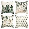 AVOIN colorlife Merry Christmas Trees Snowflake Throw Pillow Covers 18 x 18 Inch Joy Xmas Balls Winter Holiday Cushion Case Decoration for Sofa Couch Set of 4