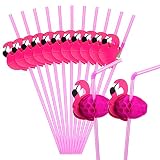 Hysagtek 50 Pcs Flamingo Straws Flamingo Drinking Straws Bachelorette Straws Bendable Cocktail Straw
