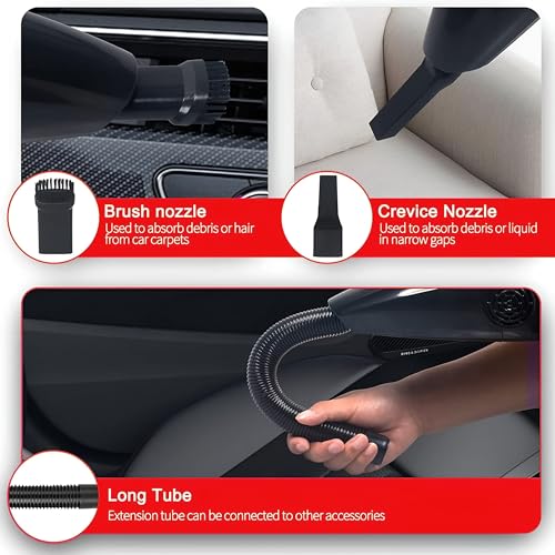Image of KP-CVC10 4500PA Car Vacuum Cleaner | 2-in-1 Wet Dry Portable 12V Handheld Vacuum | Strong Suction, HEPA Filter, Nozzle Tools for Car Cleaning
