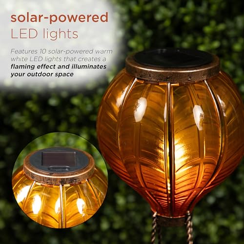 Alpine Corporation 45" H Outdoor Solar Hot Air Balloon Spinning Garden Stakes with LED Lights, Yellow/Orange by Alpine Corporation - Used condition - Image 9