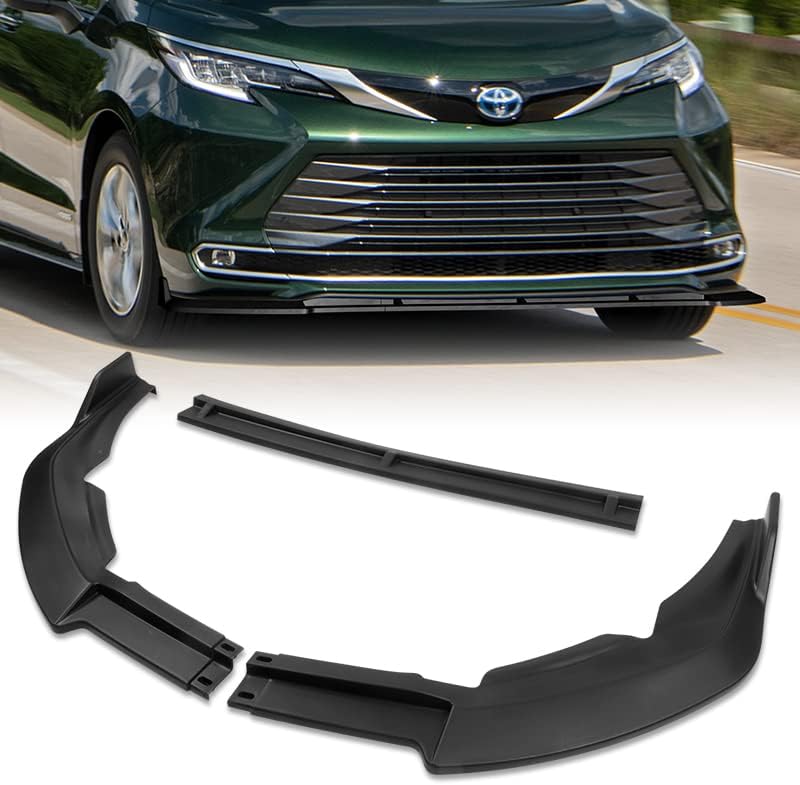 EPARTS 3 Pieces Style Front Bumper Lip Spoiler Splitter Chin Side Body Kit Trim Protection Compatible with 2021-2023 Toyota Sienna (Painted Carbon Fiber)