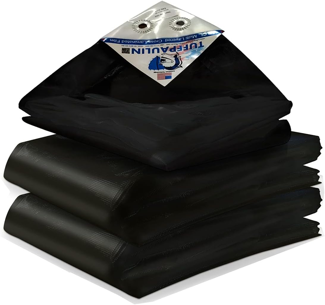 TUFFPAULIN Tarpaulin TIRPAL Extra Strong Durable | 120GSM | with Eyelets | UV Resistant | 6 Layer 3D Rib Technology | BIS Marked | Extra Virgin (12FTX12FT, Black)