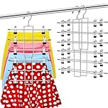 Trouser Hangers Space Saving, 2Pack Heavy Duty Skirt Hangers with Adjustable Clips,Closet Organizer-Clothes Hangers- College Dorm Essentials Apartment Essentials for Jeans, Pants, Scarf,Leggings