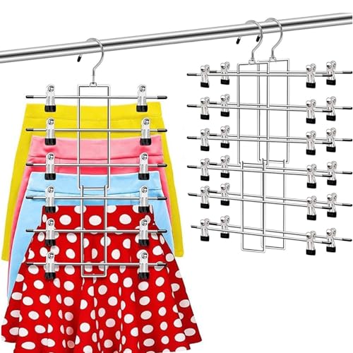 2Pack Trousers Hangers Space Saving Skirt Hangers for Clothes with Clips