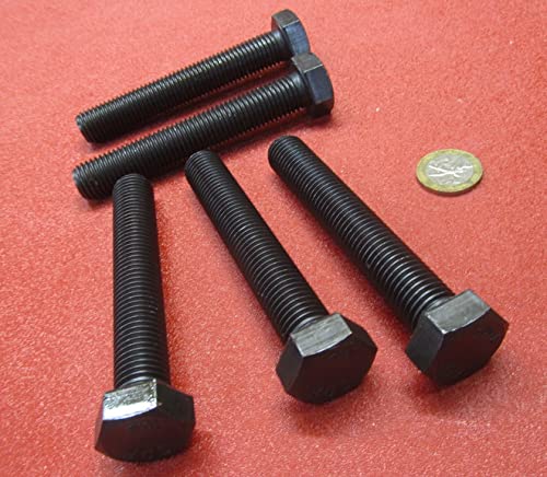 Class 10.9 Steel Hex Head Bolts FT M16 x 2 mm x 100 mm Long 5 pcs.