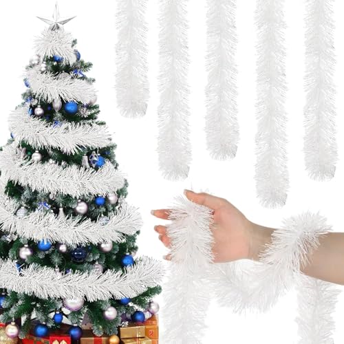 DERAYEE 10M Guirlande Blanche de Noël Largeur 9cm,Décoration De Guirlande Sapin Artificiel De...