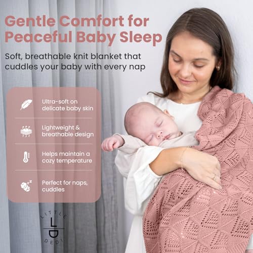 Image of Emily Design 100% Organic Cotton Baby Blanket 80 x 100 cm Pink - GOTS Certified, Soft Swaddling Cloth, 80 x 100 cm, Gender Neutral, Newborn Cuddly Blanket
