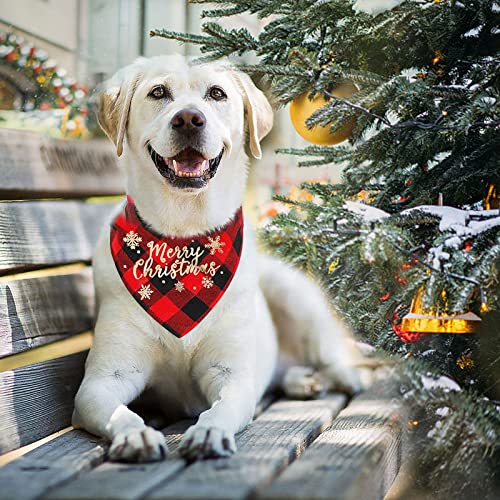 Hundehalstuch Weihnachten, 2 Stück Halstuch Hund, Hundekostüm Weihnachten, Hundebekleidung Zubehör, Hundehalstuch Bandanas, Klassisches Kariertes Hundehalstuch für Katzen Hunde