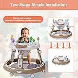 RuguAini 360° Rotating Seat Baby Walkers for 6-24 Month Babies,Music Toddler Push Along Walker for Boys and Girls, No Installation, Foldable, Height Adjustable with Silent Wheels (Khaki) - Image 4
