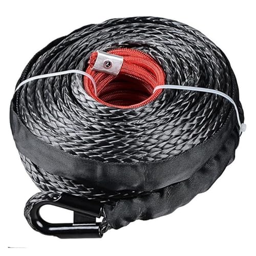Hookurity Cuerda sintética para cabrestante Cable de Cuerda de cabrestante con Funda, Cuerda de Remolque sintética Gris de 29 m y 12000 LB, Cuerda de Mantenimiento for Lavado de Autos(9.5mmx29M)