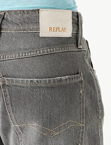 Replay Herren Jeans Anbass Slim-Fit, Forest Grey Delavè 222 (Grau), 27W / 32L – Ansicht 4