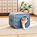 WTFGO Outdoor Cat House Weatherproof, Sturdy Plastic Cat Shelter for Outside & Indoor, Feral Cat House for Bedroom, Living Room, Garden, Patio,Backyards,Garage, Neighborhood (Dark Blue)