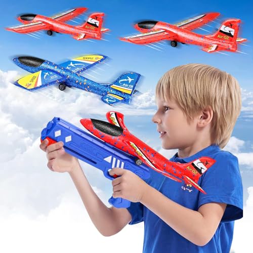 PQETBV Styroporflieger Katapult Pistole Kinderspielzeug, 4 Stücke Flugzeug...