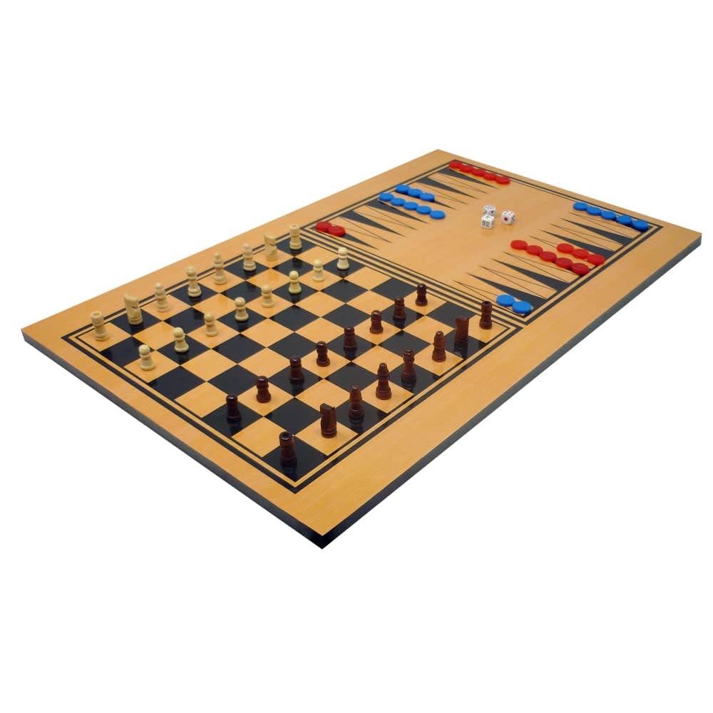 Jeu De Société 6 En 1 Sport One - Baby-foot + Billard + échecs + Dames + Backgammon + Tennis De Table - 51x31x16cm