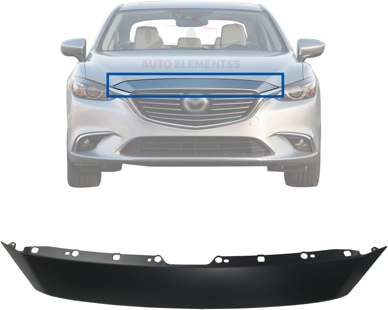 Grille Hood Trim Molding Primed Upper For 2014-2017 Mazda 6 Direct Replacement
