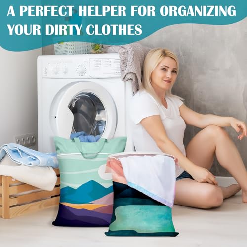 2 Pcs Large Travel Laundry Bags - Waterproof with Handle, Washable Dirty Clothes Bags for Travel, Wet & Dry Bag, Bathing Suit, Workout, Gym Clothes, Swimming Pool, College Dorm - Image 2