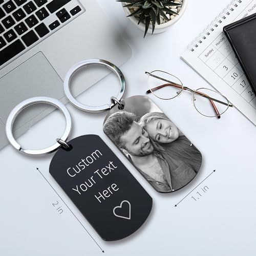 image for BOICHEN Custom Keychain with Picture, Personalized Keychains with Engr