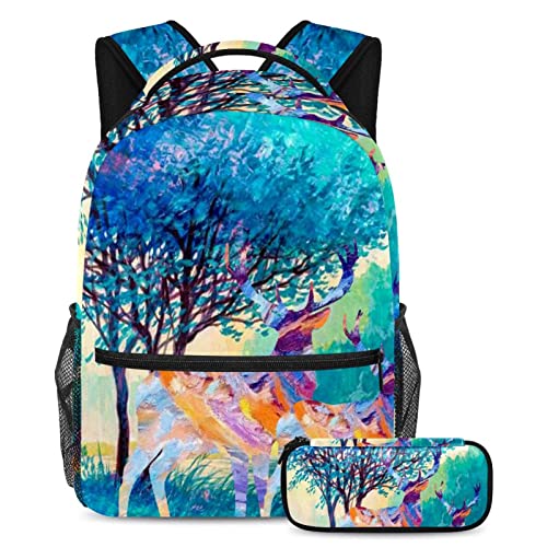 Sac à dos scolaire peinture à l'huile pour fille garçon ado et voyage