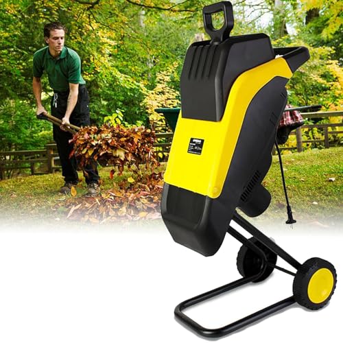 Electric Leaf Mulcher Compost Shredder,2500W Garden Leaf Crusher with Wheels and Storage Bag,Shredder Max Diameter 35mm, Garden Wood Chippers