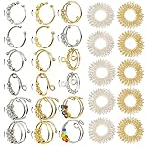 18 Stück Anti Stress Ring, Verstellbare Anxiety Ring mit 10 Akupressur, Offener Linderung Von Ängsten Fidget Ringe mit Perlen, Angst Spinning Ringe für Alltag, Reisen, Arbeiten, Geschäftsreisen