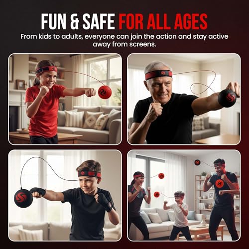 Soul Shift - Boxing Reflex Ball – Dual Competition Set | 2 Adjustable Headbands + 2 Training Balls + App Included | Speed, Agility & Hand-Eye Coordination for Adults & Kids | MMA Training Equipment by Soul Shift - Image 4