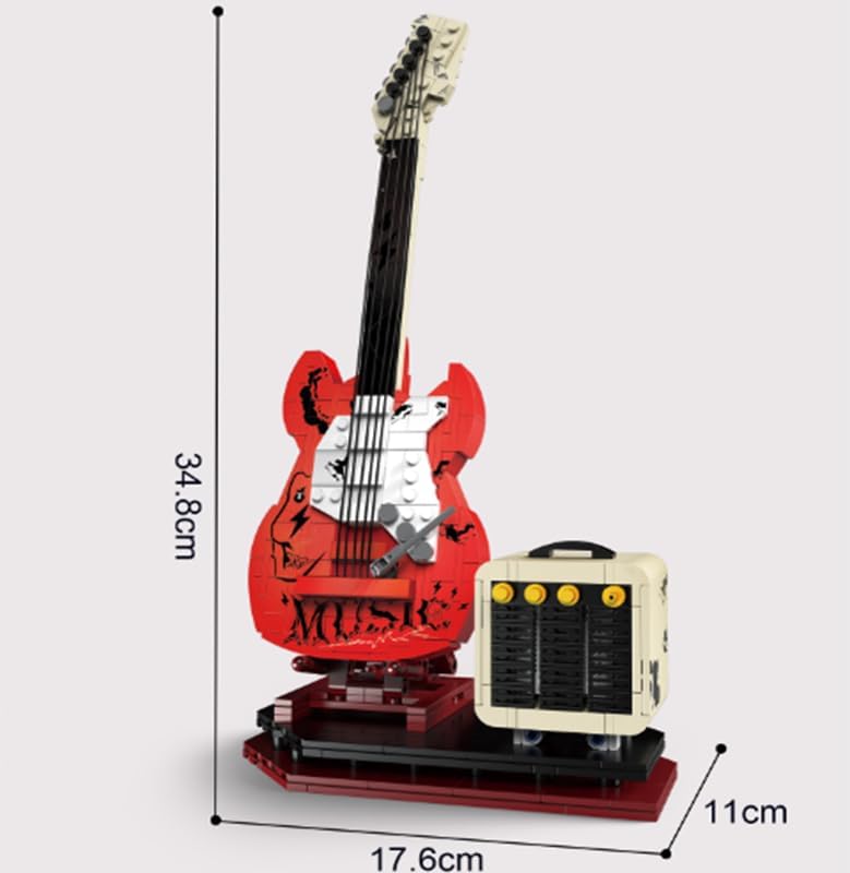 Miniatura 7 de Uniniscien Juego de construcción interactivo de guitarra para amantes de la música, amplificador de reverberación y accesorios auténticos, manera