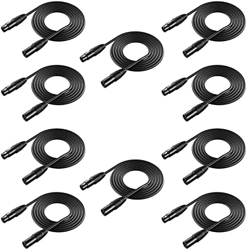 Neewer 10-Pack 6.5 Foot / 2 Meters DMX Stage Light Cables Wires with 3-Pin Signal XLR Male to Female Connection for Moving Head Light Par Light Spotlight with XLR input & output