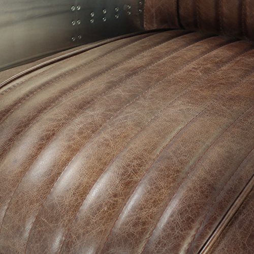 Acme Furniture Ac- Sofa, Retro Brown Tg Leather & Aluminum #TOP5
