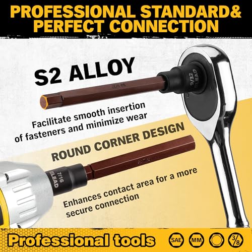 image for ELEAD 20-Piece 3/8 Inch Drive Extra-Long Allen Hex Bit Socket Set: S2 