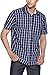 CQR Men's Regular Fit Short Sleeve Shirts, 100% Cotton Button-Up Casual Poplin Shirt, Short Sleeve Poplin Navy Windowpane, Medium