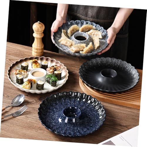 Plato de cerámica redondo para sushi con salsa miniatura 6