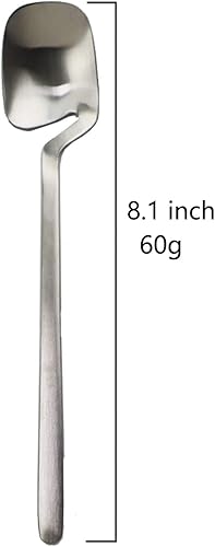 Vista 4 de Juego de 8 cucharas colgantes de acero inoxidable, modernas cucharas de sopa grandes plateadas para el hogar, cocina, restaurante, acabado mate