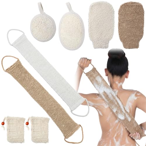 8 Pack Natural Loofah Body Scrubber Set