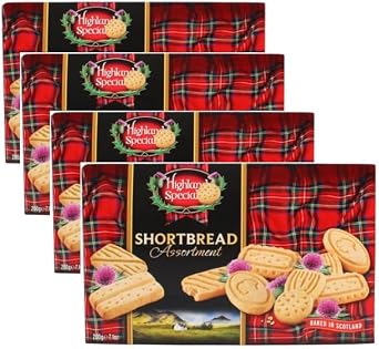 Highland Scottish Shortbread Biscuits 200g - Traditional Scottish Short bread Fingers Individually Wrapped, Luxury Scottish Shortbread Assortment Bundle, Rich Butter Biscuits Pack of 4 x 200g