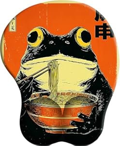 3D Mauspad mit Handauflage Tonkotsu Ramen nach Froschart Mousepad Ergonomische Gelkissen Mouse Mat Katze Handgelenkauflage für Alle Maus Offfice Heim Computer Laptop