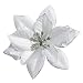 Mobuy Poinsettia Christmas Decorations Glitter Poinsettia Flowers for Christmas Tree Decorations(12Pack)(Silvery)