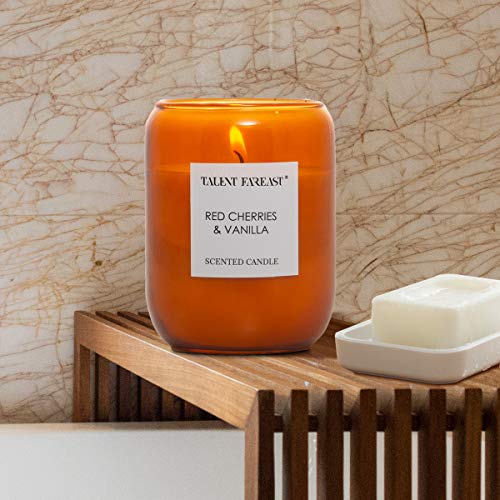 Talent Fareast Relaxing Candle Red Cherry & Vanilla Scented For Home 8.8 Oz Aromatherapy Candles 35 Hour Long Lasting Natural Soy Wax Premium Fragrance Luxury Gift Glass Candle #TOP6