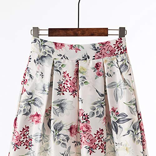 Chowsir Women Vintage Elegant Flare Stretchy Maxi A Line Skirts Floral Print with Pockets3