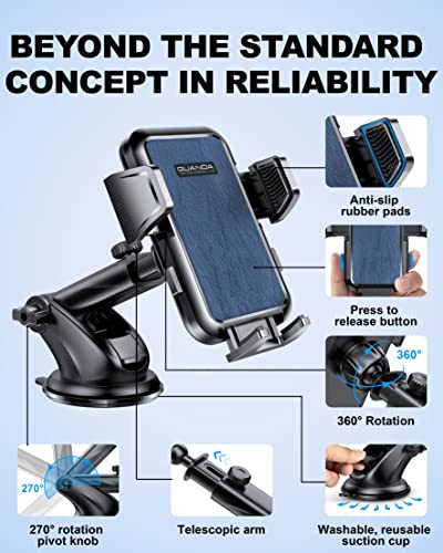 2025 Upgrade Car Phone Holder Mount, Universal Window Cell Phone Car Mount for Dashboard Windshield, Car Dash Mount Mobile Holder for iPhone, Samsung, Nokia, LG and All Android Smart Phones