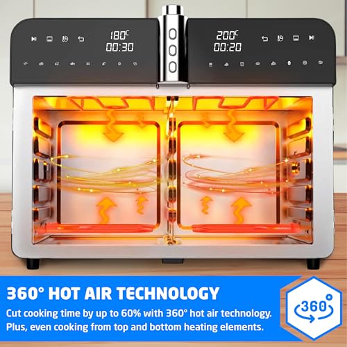 Bridge Pro 36 Litre Air Fryer Oven with French Doors and Accessories - XXL Air Fryer Dual Zone, Family Sized, Double Door, 16 in 1 Table Top Oven, Extra Large for Family, Fast and Healthy Cooking - Image 5