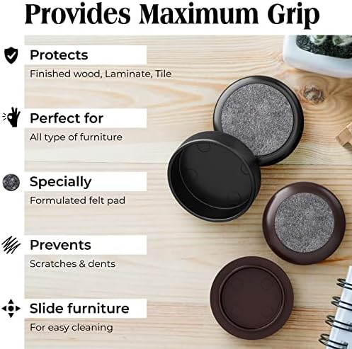 Premium Felt Floor Cups/Castors (4 x Light Wood Large 60mm) - Protect Your Wood Laminate, Wooden, Tile & Lino Floors from Scratches, Medipaq/ DIY DOCTOR (Similar brands)