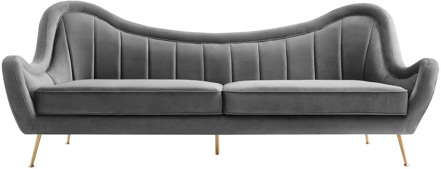 Modway EEI-5874-GRY Cheshire Channel Tufted Performance Velvet Sofa, Gray
