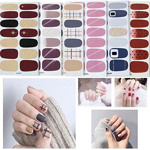 Nail Polish Strips for Women 6 Sheets Full Wraps Nail Polish Stickers Self-Adhesive Nail Art Polish Decal DIY Designs Manicure Nail Art Salon Decoration Supplies