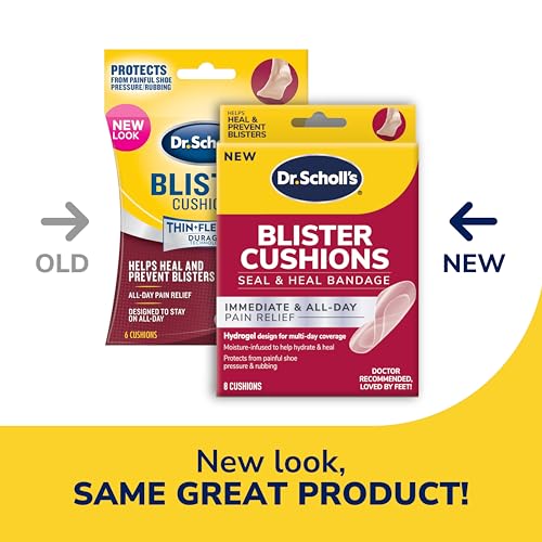 Dr. Scholl's Blister Cushions Seal & Heal Bandage with Hydrogel Technology, 8 ct // Immediate & All-Day Pain Relief, Thin, Flexible & Nearly Invisible, Moisture-Infused
